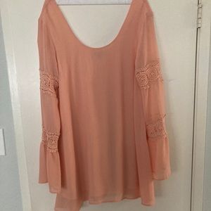 Umgee peach chiffon mini dress size L